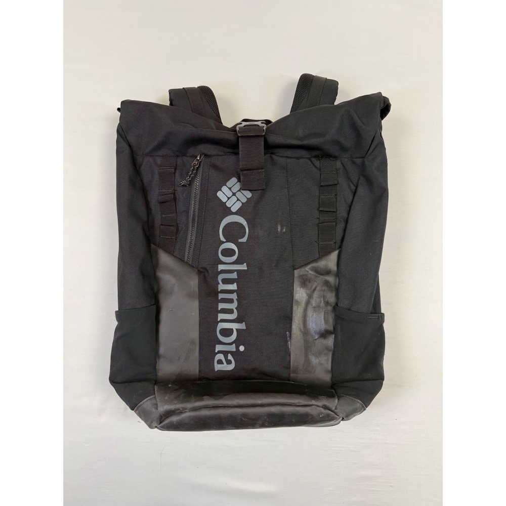 Columbia 25L Black Roll Top Backpack Laptop Sleeve Outdoor Commuter‎ Bag Logo